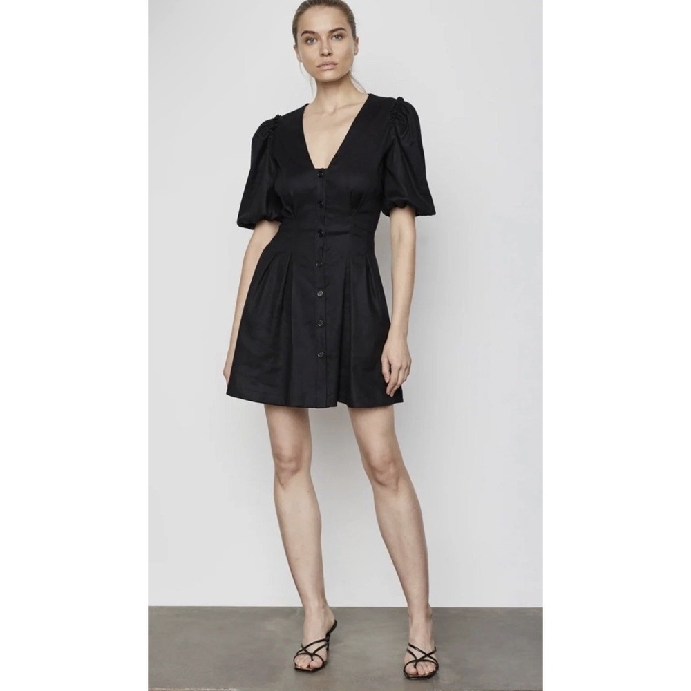 Bailey 44 Olinda Black Dress Size L NWT Puff Sleeve Button Up Dress